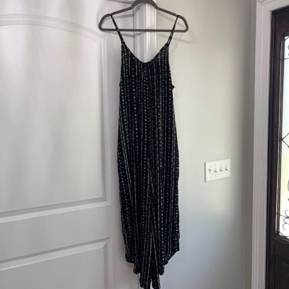 Hem & Thread Black White Printed Jump Suit Women's Small Baggy Boho Lagenlook - Picture 4 of 6